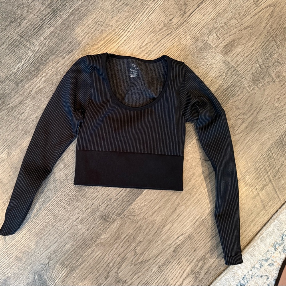 Aerie offline Black Fitted Long Sleeve Bodysuit